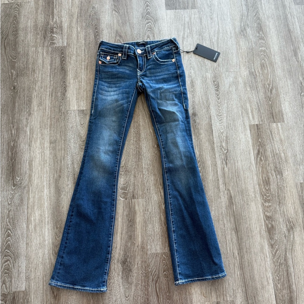BECCA Dark Indigo Bootcut Jeans with Copper Accents